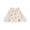 YoYo Girls' Cute Rabbit Embroidered Ruffle Collar Cotton Shirt