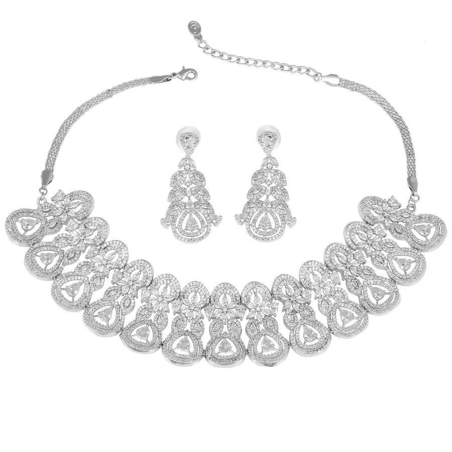 Комплект очаровательного женского ожерелья Estele с родиевым покрытием CZ