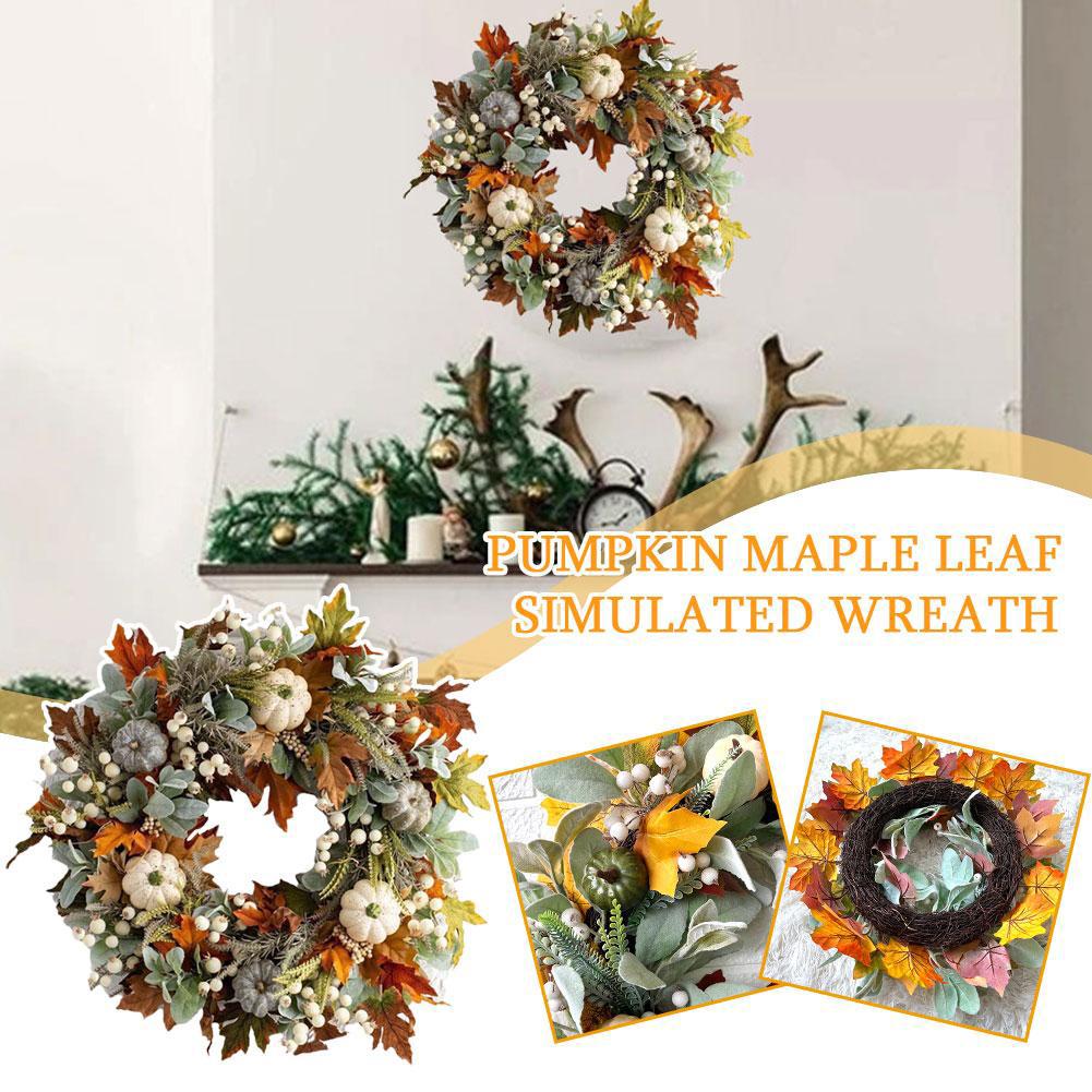 Harvest Festival Pumpkin Maple Leaf Green Leaf Wreath Door Hanging Party Scene Setup Props Christmas Decorations