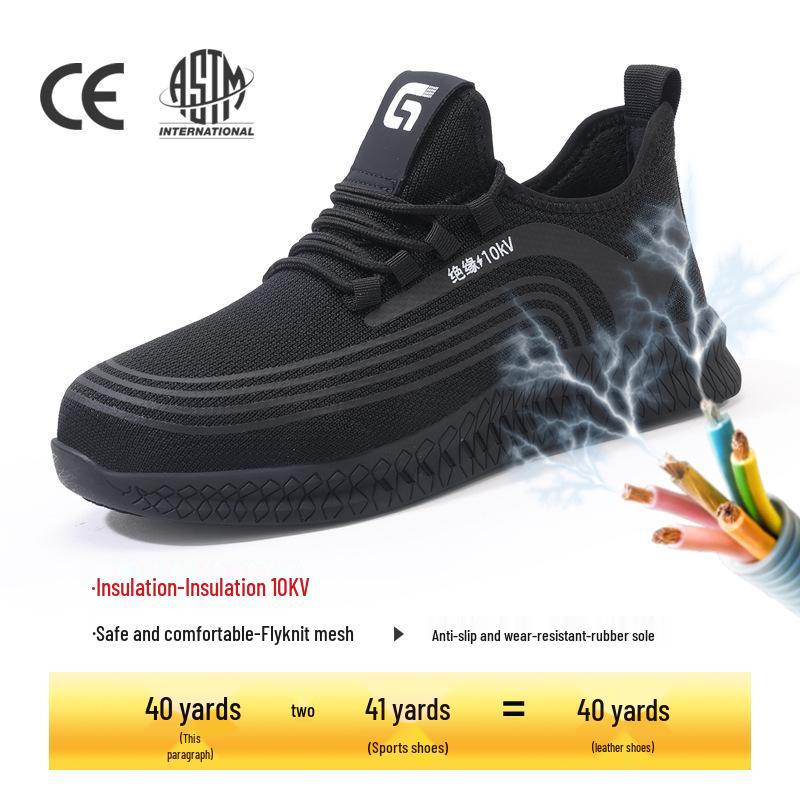 Men's Breathable Safety Shoes: Steel Toe Protection, Anti-Smash, Anti-Puncture, Insulated for Electricians (10KV)