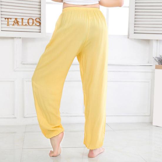 Unisex Bloomers Mid-rise Elastic Waist Casual Loose Leg Pants Solid Color Sporty Style Lightweight Trousers Versatile Wear