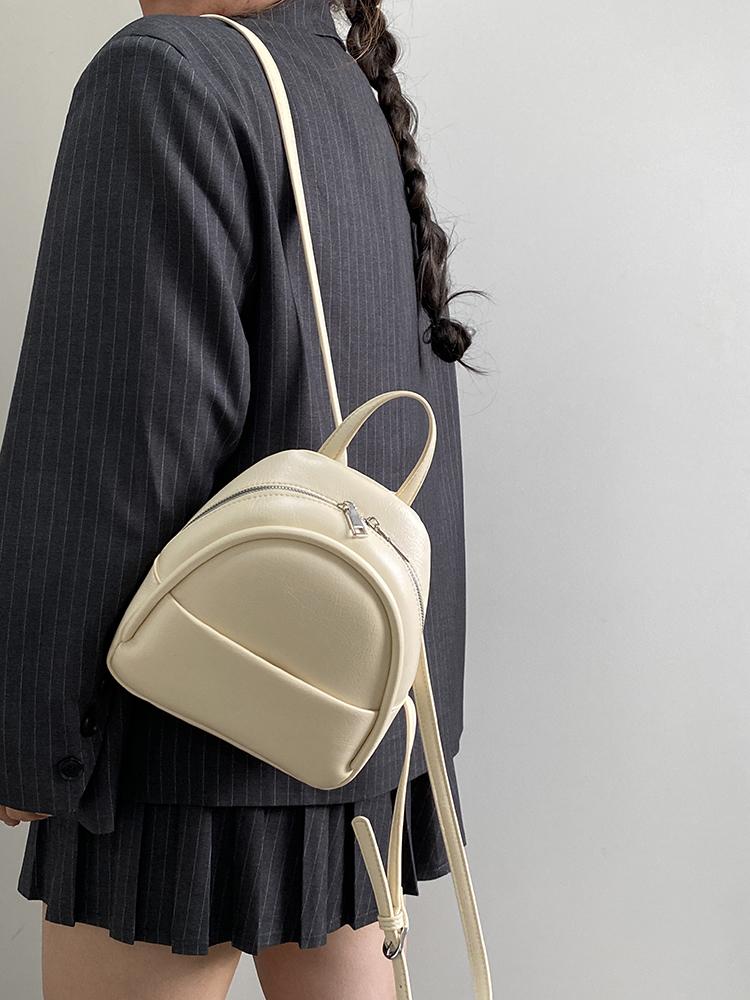 Solid Color Ladies Mini Backpack Fashi Pu Leather Women's Double Shoulder Bag Simple Casual Female Small Handbags Purse Tote