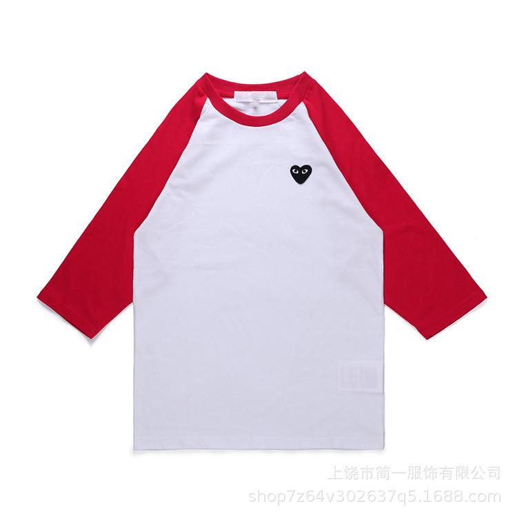 Spring and summer men's and women's same fashion trend striped Rei Kawakubo love printed crew neck T-shirt versatile