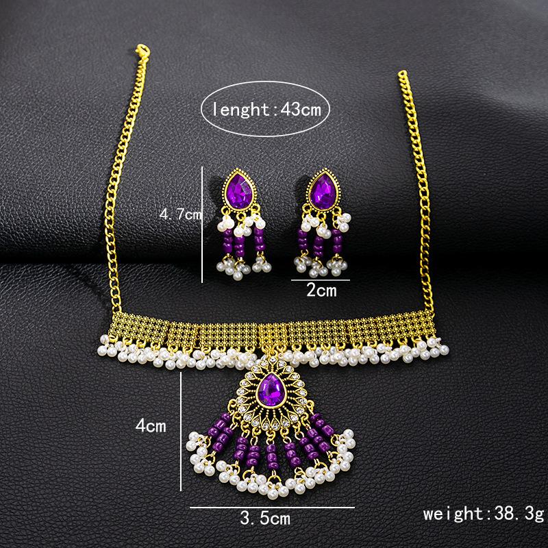 European and American bohemian fringed necklace set, exaggerated atmosphere retro court style necklace literary accessories