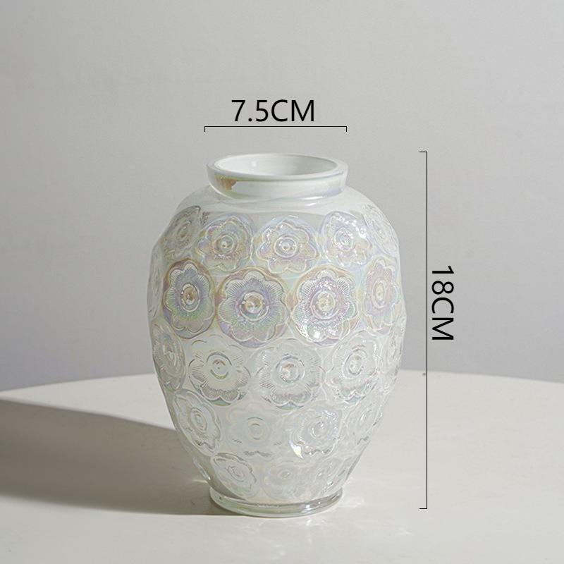 

Glass Flower Vase Relief Modern Aesthetic Elegant Vases Luxury Creative Simple Flowerpot Home Desktop Decoration Ornaments