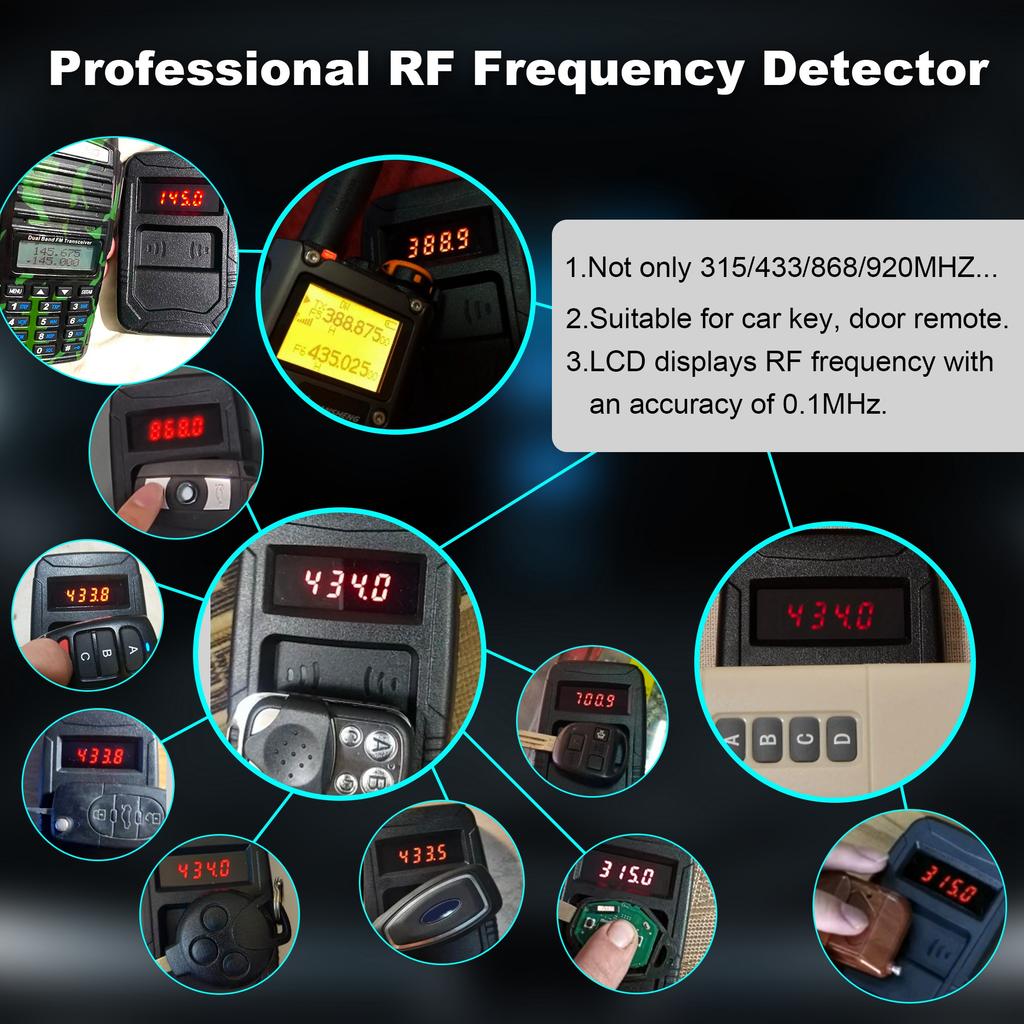 10MHZ To 1000MHZ Car Key Frequency Tester for 315,433,868,902MHZ, Door RF TV Infrared IR Remote Control Detector Diagnostic Tool