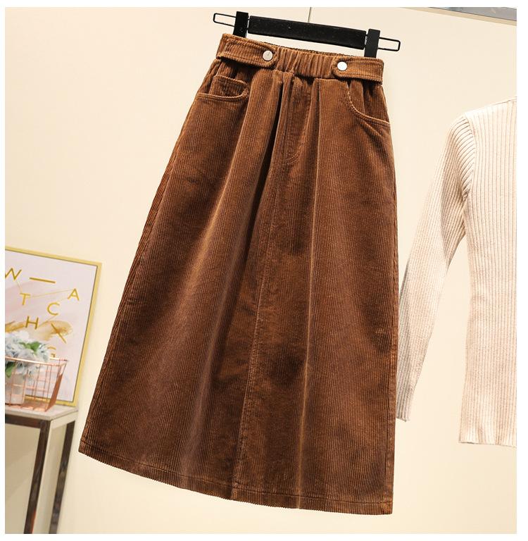 

Зимняя вельветовая юбка А-силуэта средней длины для женщин XL коричневый