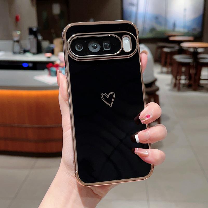 

Чехол для телефона Google Pixel 9 Pro XL с гальваническим покрытием в виде волны с сердцем, Ударопрочный защитный чехол для Pixel 8, 7A, Простой дизайн. Pixel 9 Pro XL
