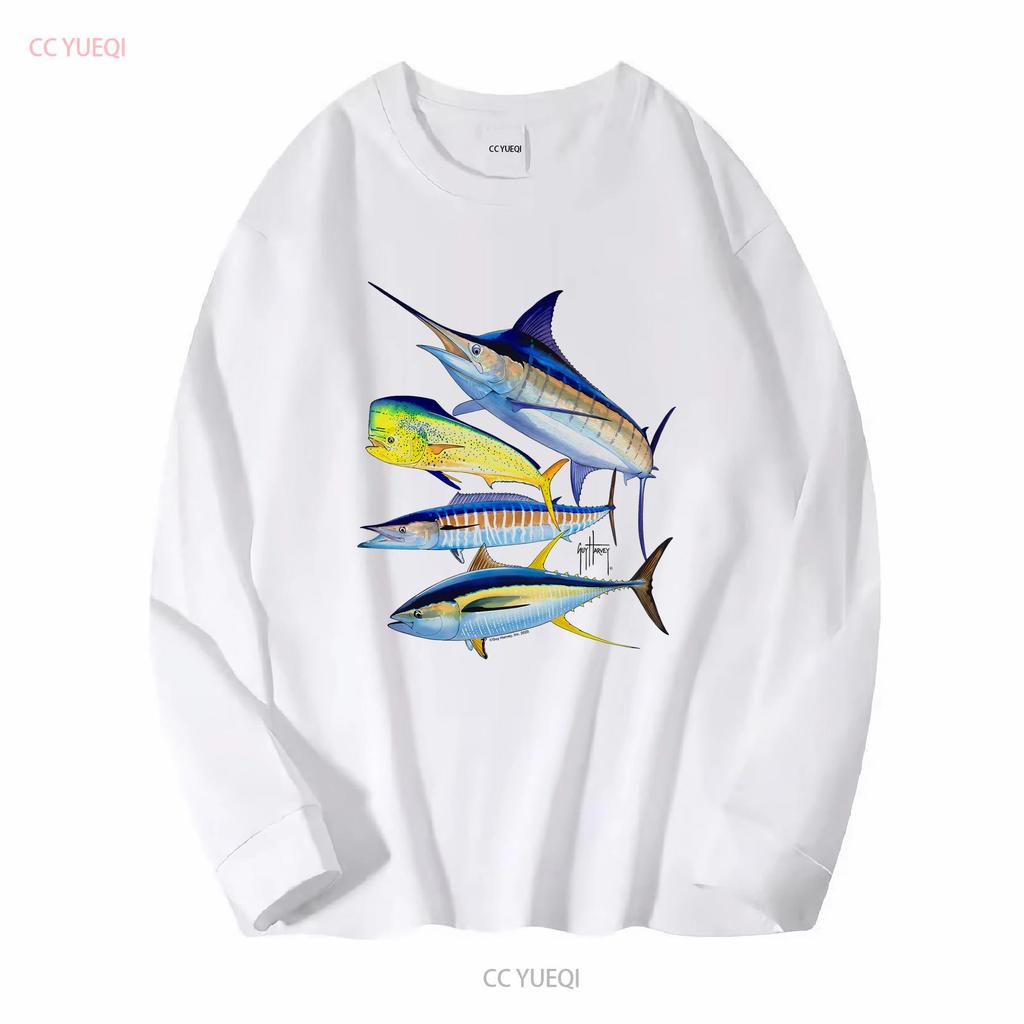 Guy Harvey AFTCO T-Shirt Herren Klein S Blau Angeln Marlin Strand lange oder kurze Ärmel vintage Gewaschen Unisex Dehnbar Mode