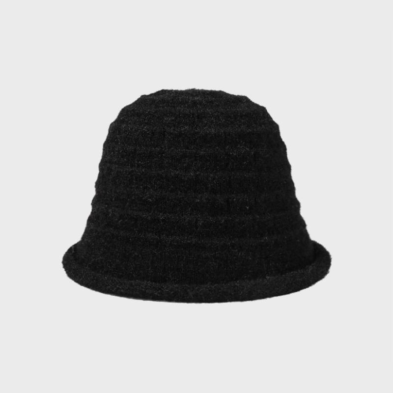 Autumn Winter Knitted Bucket Hat Women's Curling Solid Color Warm Fisherman Hat