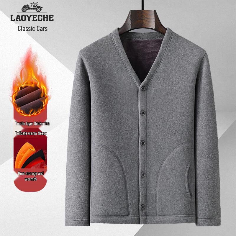 

Men s Mid-Aged & Elderly Warm Fleece Cardigan Jacket 3XL