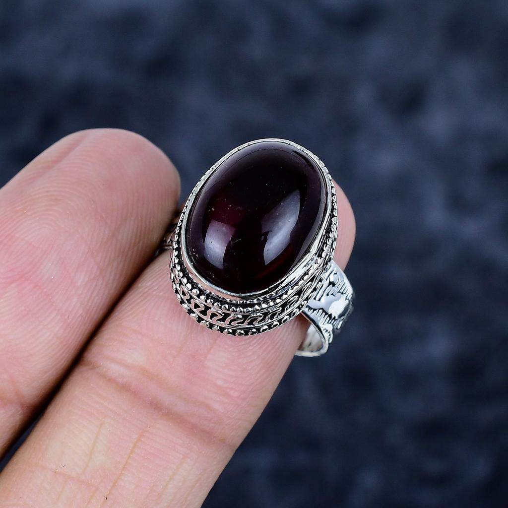 Mozambique Garnet Gemstone 925 Sterling Silver Jewelry Ring Size 8.5 MM-3442