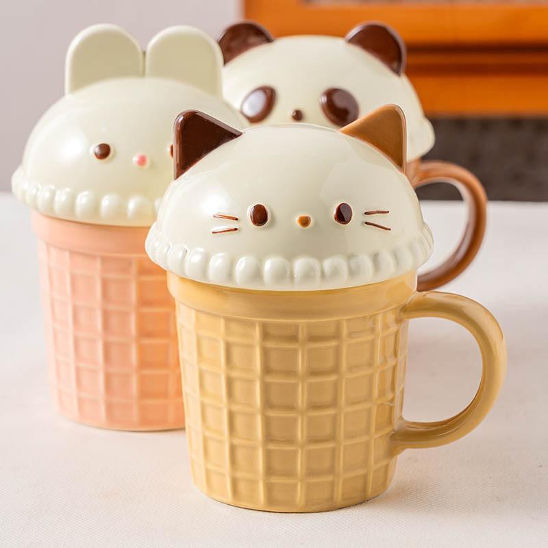 Cartoon Creative Ice Cream Cone Cup Cute Home Girl Water Cup High Value Mug Breakfast Milk Cup