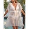 Women's Sexy See Through Lace Irregular Beach Bikini Smock with Strappy Dress