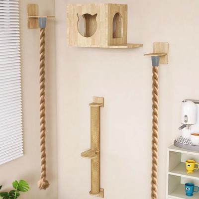 Wall Mounted Pet Climbing Rope Tree Interactive Scratching Post Rope Cat Gym Play Toys  Home Use