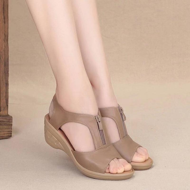 

Wind sandals fish mouth zipper breathable wedge heel sandals women s shoes 41