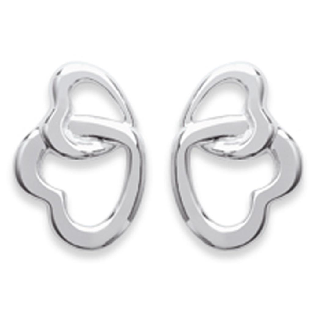 Les Trésors De Lily [F3938] - Boucles Argent 'Coeurs Entrelacés' argenté - 10x7 mm