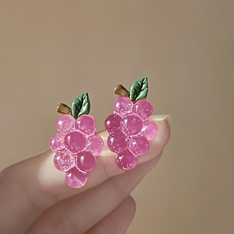 

Mori Style Silver Needle Floral Glass Grape Tassel Earrings – Elegant High-End Design