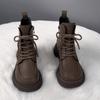 Brown New Women Ankle Boots Autumn Winter Platform Lace-up Women Punk Boots Thick Sole Combat Booties Female Mujer