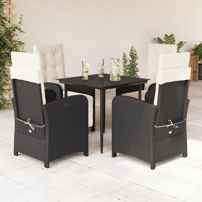 VidaXL 5-Piece Garden Dining Set with Cushions, Patio Table and Chair, Patio Furniture, Outdoor Furniture, 3212515