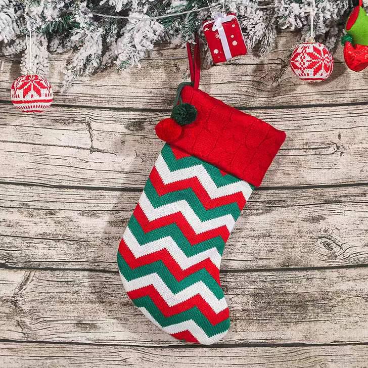 

Knitted Wool Christmas Stocking - Tree Ornaments & Gift Bags for Children s Holiday Gifts & Candy