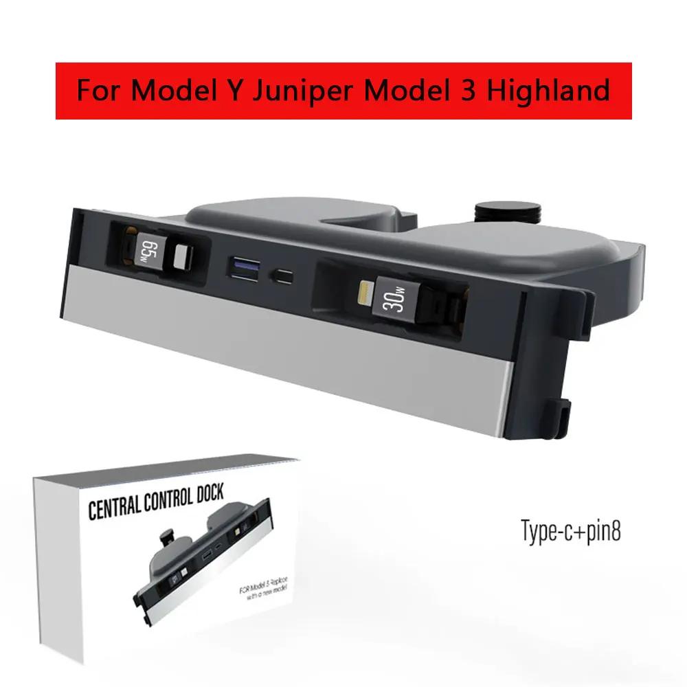 USB Hub Charger For Tesla Center Console Charging Charger Docking Station Model Y Juniper 2026-2026 & Model 3 Highland 2026-2026
