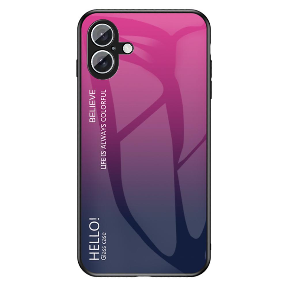 For iPhone 16 Case Anti-Scratch Tempered Glass+PC+TPU Phone Cover