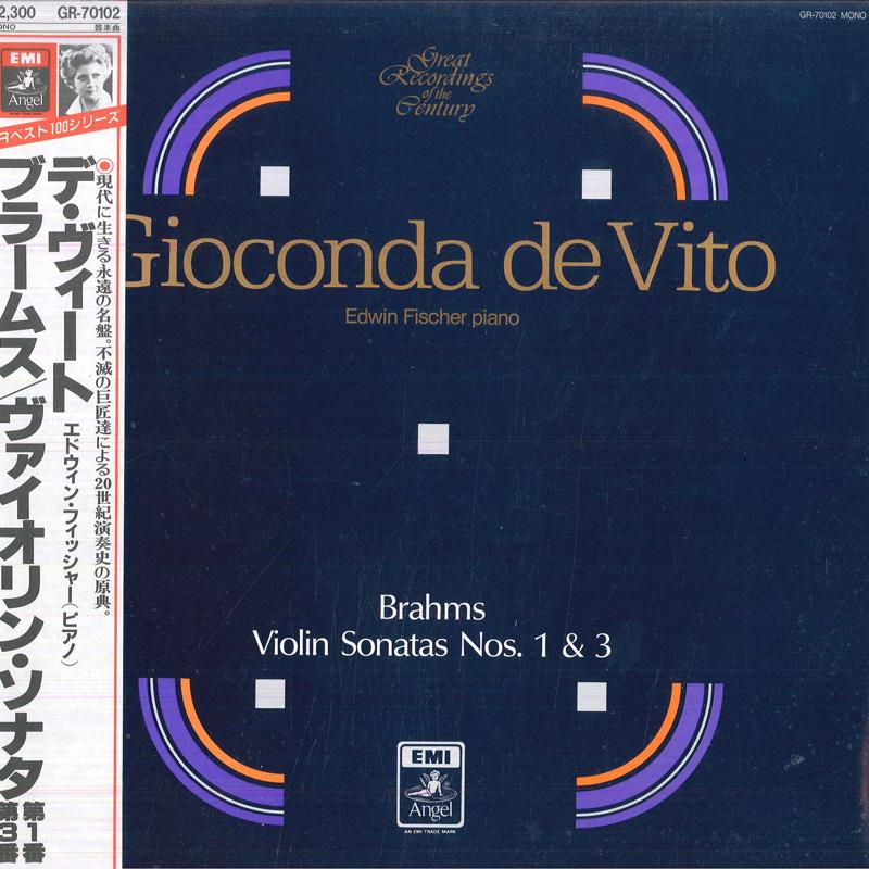 

LP Record GIOCONDA DE VITO, EDWIN FISCHER - Brahms Sonata For Violin And Piano GR70102 ANGEL Japan Obi Classical Used