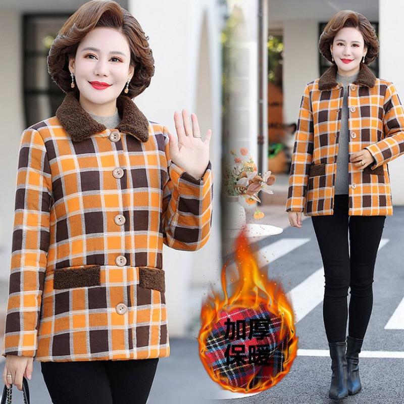 Winter cotton-padded jacket new short thickened plaid cotton-padded jacket women's warmth