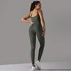Seamless Knitted Thread Solid Color Tight Flat Collar Jumpsuit For Sports Running, Fitness Yoga, And Fitness