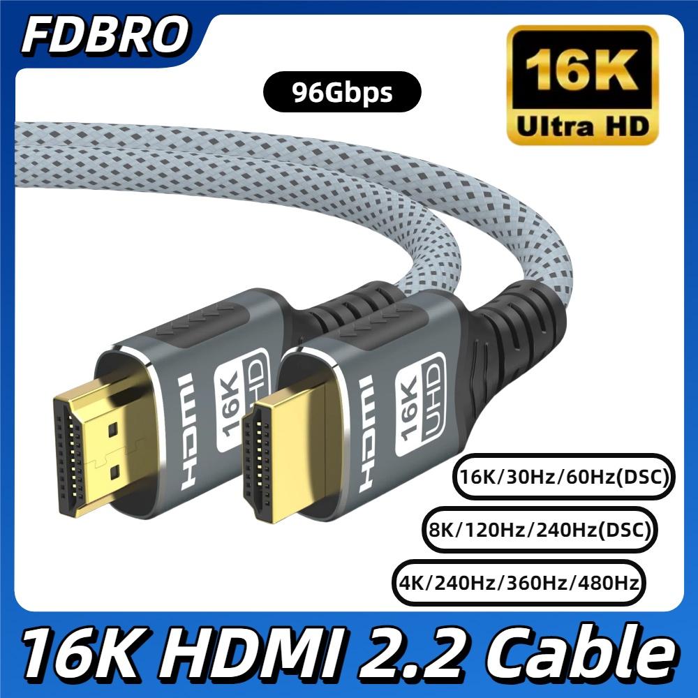 

Кабель 16K сумісний з HDMI Кабель HDMI 2.2 16K@30Hz/60Hz 8K@120Hz 4K@240Hz HDR eARC 96Gbps Для HDTV Ноутбука Xbox PS5 Switch 1M