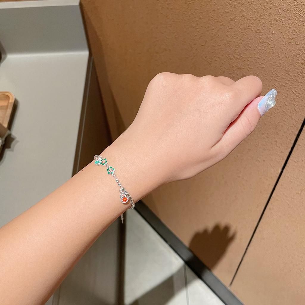 Foot Silver 999 High-temperature Blue Color Enamel Bracelet