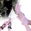 Stylish Short Mesh Gloves For Bride's Wedding Attire And Daily Wear In Soft White