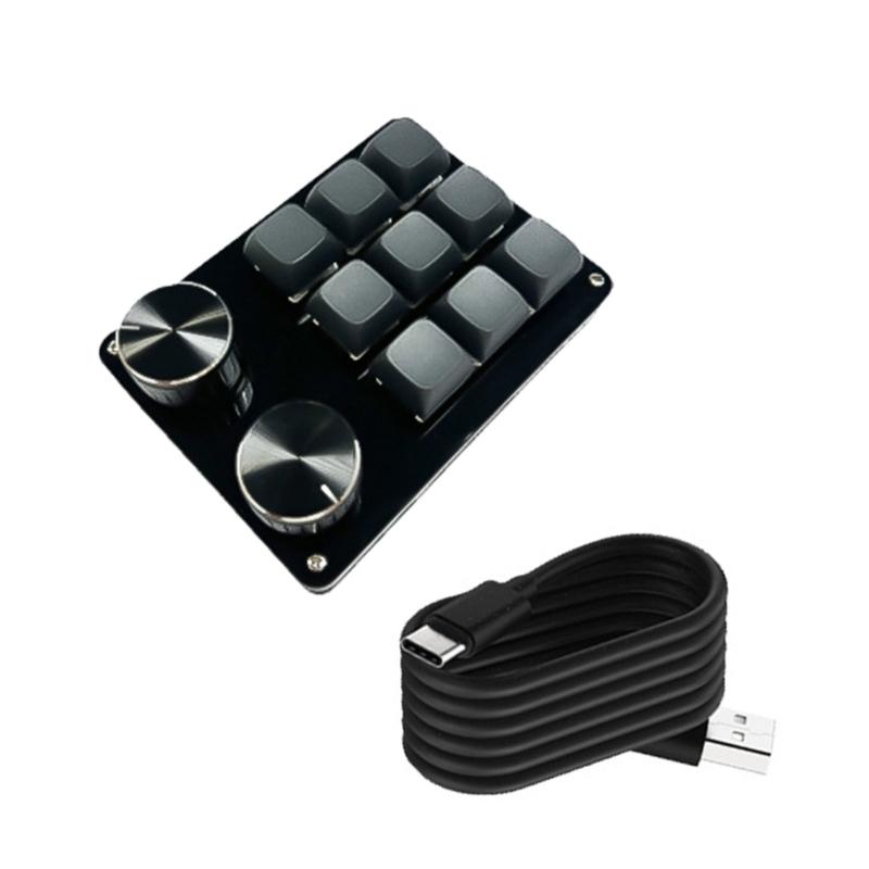 

Customizable Macro Keypad with Double Knob, 9Key/10Key/12Key/15Key Mechanical Gaming Keyboards, Programmable Keypad
