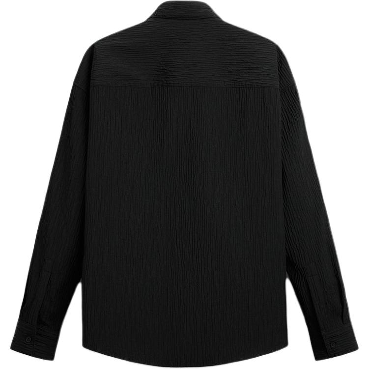 Zara Solid Color Loose Pleated Casual Long Sleeve Jacket Men Jackets Black 7380700-800