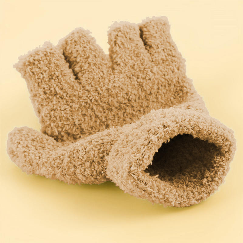 Halbfingerhandschuhe Multifunktional Umschlagbar Niedlich Korallenfleece Warm Kältefest Weich Bequem Damen Winter Warm Damen Handschuhe