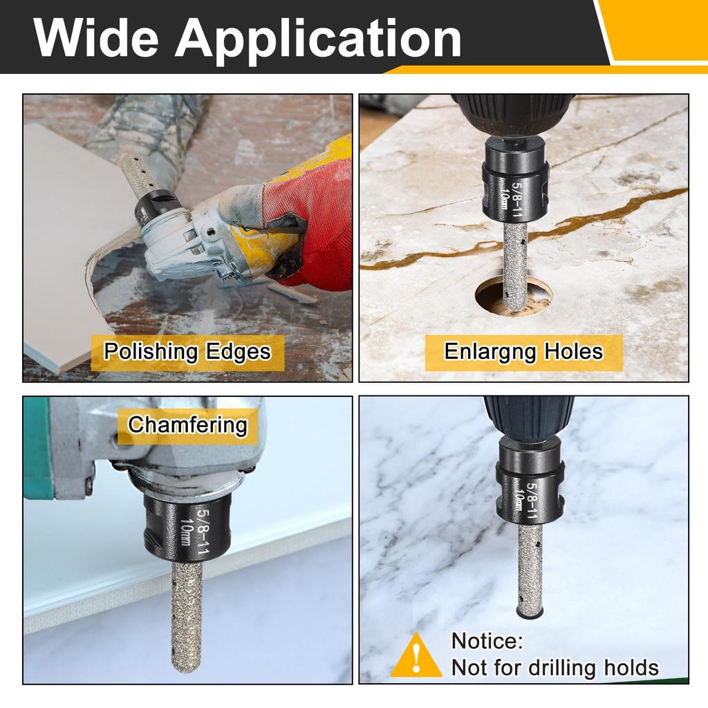 Uxcell Diamond Finger Milling Bit, 15mm, 2-Hole, 5/8"-11 Screw, for Marble Countertops, Hole Enlargement and Shaping, Black