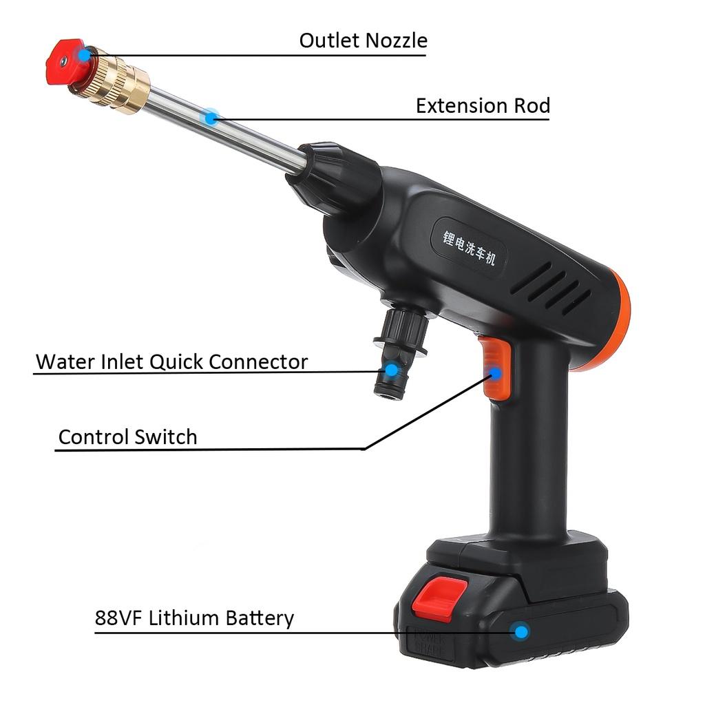 65Bar 88VF 1500W Li-ion Battery Portable Water Cleaner For 18V Battery High Pressure Cordless Washer Car Wash Spray Guns