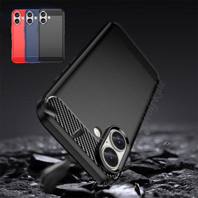 Für Cover iPhone 16 Hülle iPhone 16 Plus Capas Stoßfeste Handy Rückseite Weiche TPU Kohlefaser Hülle Für iPhone 16 Plus Pro Max Fundas