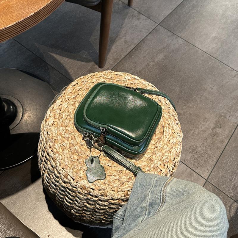 Pure Cowhide Messenger Bag, Mobile Phone Bag, Women'S Versatile Leather Vertical Casual Shoulder Bag