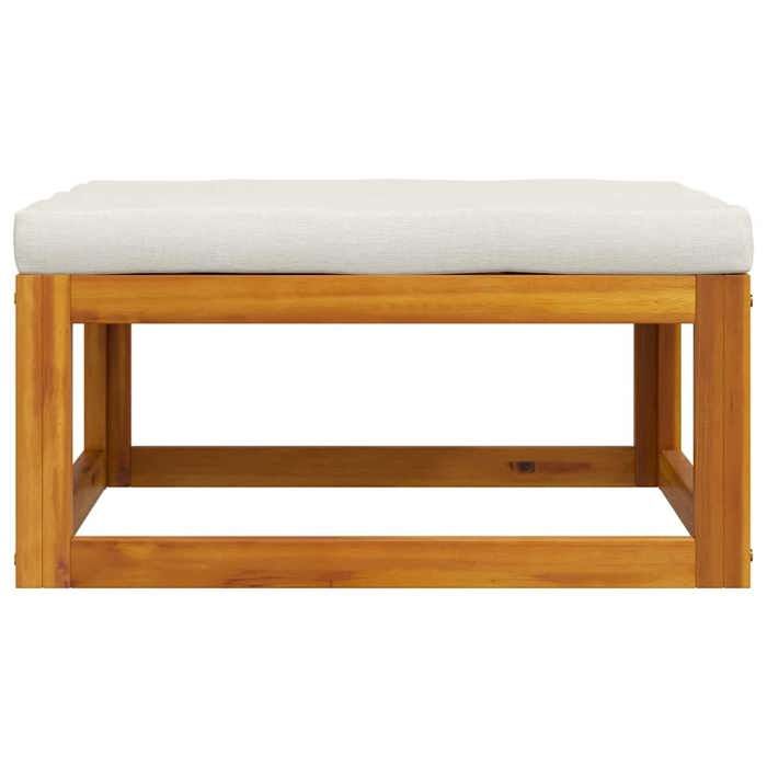 Maison Exclusive - Repose-pied avec coussin blanc crème Bois d'acacia massif