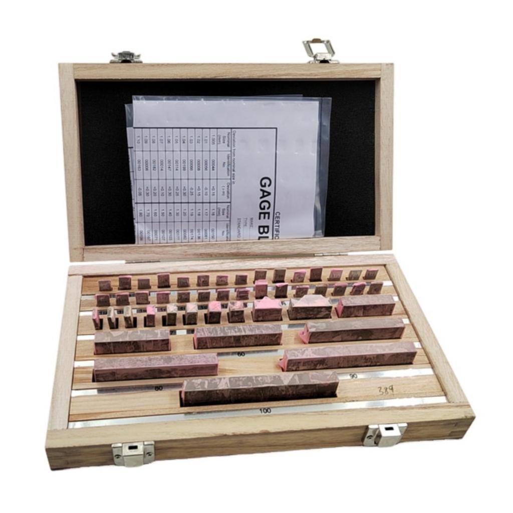 47 Pieces Gauge Block Set with Wooden Case FineTolerance Steel Calibration Blocks