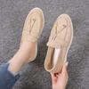 New Single Shoes Women's One-pedal Casual Large Size Round Head Suede Flat Shoes
