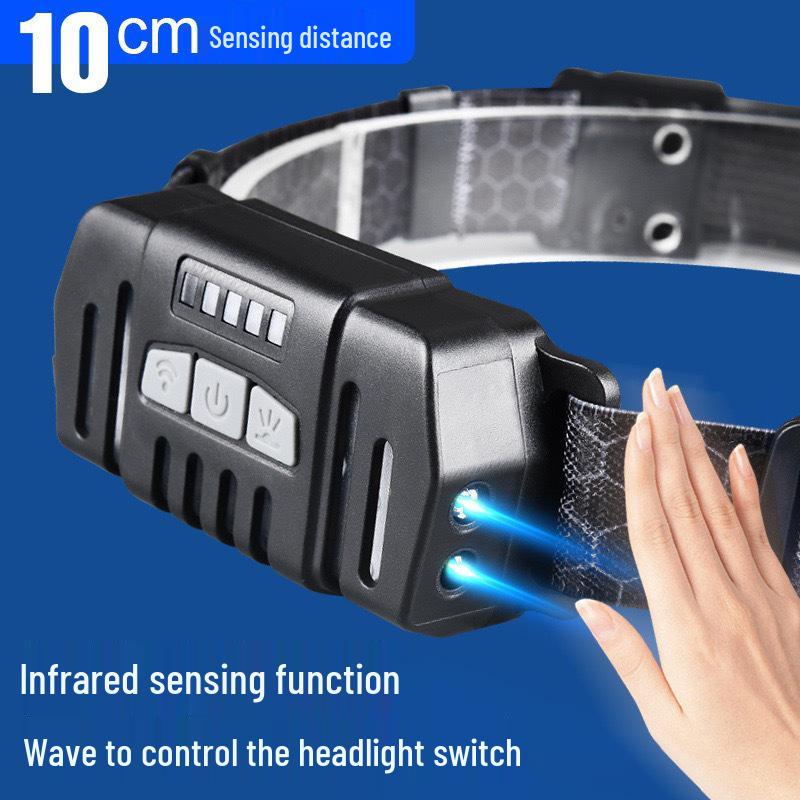USB Rechargeable Dual Light Source Waterproof Headlamp for Night Fishing