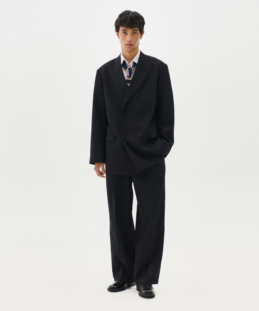 TRADCLUB Core Double-Breasted Over-Casual Setup Suit Single-Pleat Pants (Black)