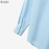 ZANZEA Women Casual Turn Down Collar Solid Color Loose Long Sleeve Blouse