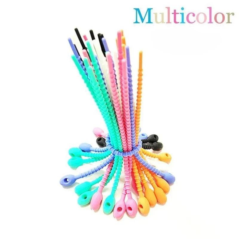 100PCS Silicone Reusable Cable Wire Organizer Winder Storage Holder Bag Ties Cord Bag Clip Food Saver Earphone Line Tidy Clips