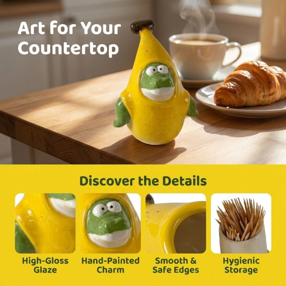 Cartoon Banana Dinosaur Toothpick Holder Cute Cotton Swab Tube Household Use