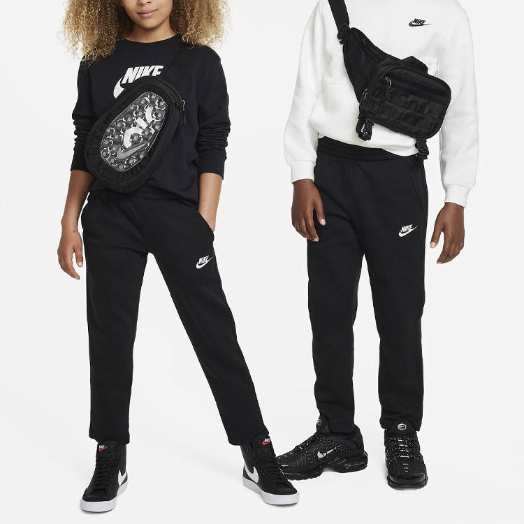 Nike Sportswear Club Fleece Logo Embroidered Straight Leg Knit Joggers Kids bottoms Black FD3010-010