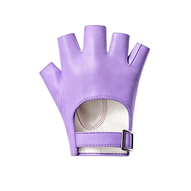 Punk Short Pu Leather Half-Finger Gloves Women Men Hip-Hop Driving Motorcycle Cool Mittens Hollow Out Fingerless Gloces